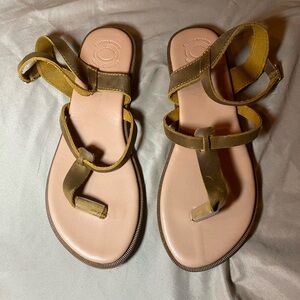 NWOT Handmade in Greece Strappy Minimalist Camel Colored Leather Sandals